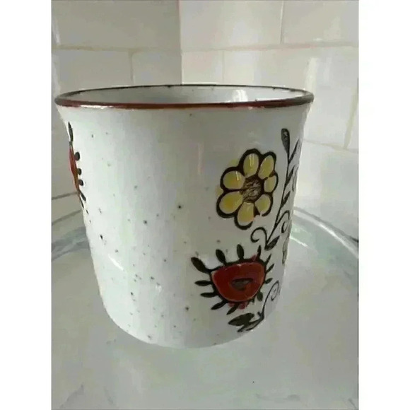 Vintage Stoneware Yellow & Orange Flowers Coffee Mug Vintage - Picture 10 of 14